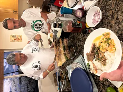 Rob getting dinner prepared by Tama